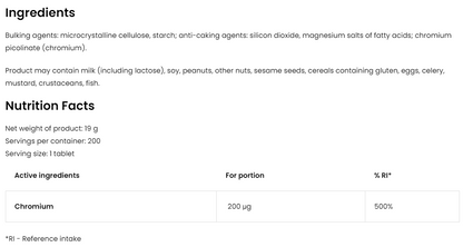 Chrom 200 µg – 200 vegane Tabletten | OstroVit