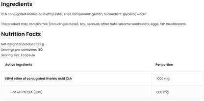 CLA 1000 – 150 softgels, 1000 mg per capsule (800 mg CLA) | OstroVit
