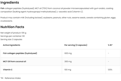 Marine Collagen + MCT Coconut Oil + Vitamine C – 180 capsules | OstroVit