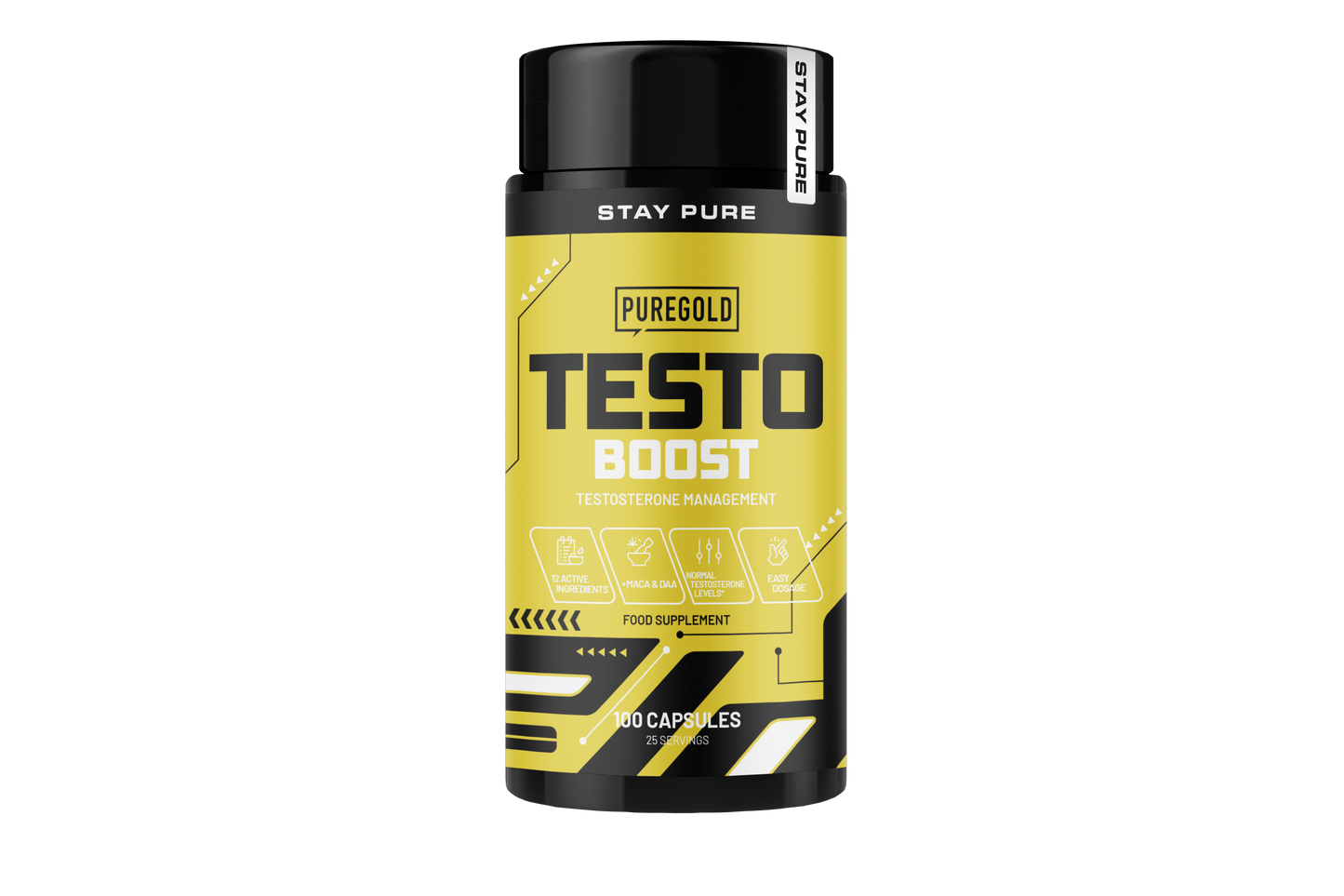Pure Gold Testo Boost – DAA + L‑arginine + zink, 100 capsules