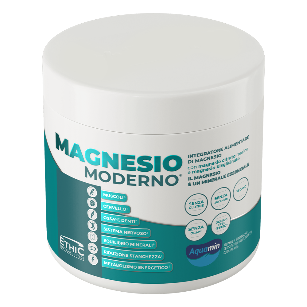 Magnesio Moderno – magnesiumpoeder, AquaMin + bisglycinaat, 300 g - vegan & glutenvrij