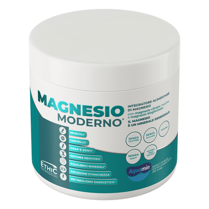 Magnesio Moderno – magnesiumpoeder, AquaMin + bisglycinaat, 300 g - vegan & glutenvrij