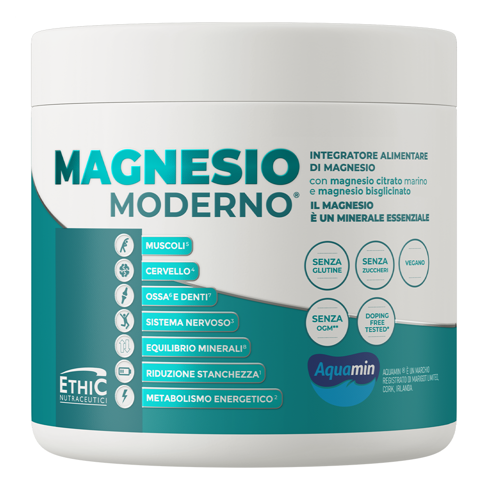 Magnesio Moderno – magnesiumpoeder, AquaMin + bisglycinaat, 300 g - vegan & glutenvrij