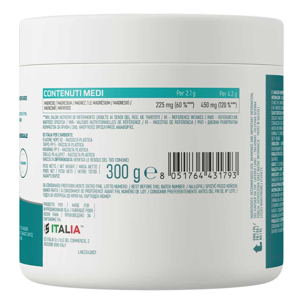 Magnesio Moderno – magnesiumpoeder, AquaMin + bisglycinaat, 300 g - vegan & glutenvrij