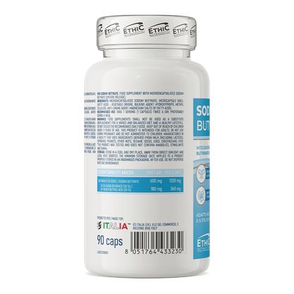 Sodium Butyrate 600 mg 90 Capsules, Enterische Microcapsules, Gluten Vrij - natriumbutyraat