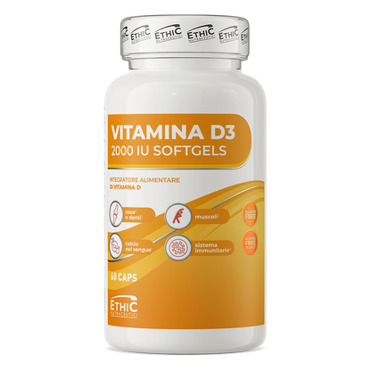 Vitamine D3 2000 IU 60 Softgels, 50 µg Cholecalciferol - Glutenvrij
