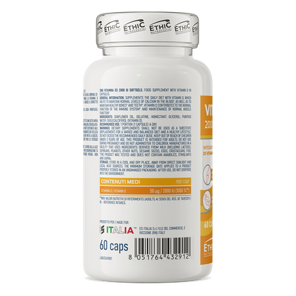 Vitamine D3 2000 IU 60 Softgels, 50 µg Cholecalciferol - Glutenvrij