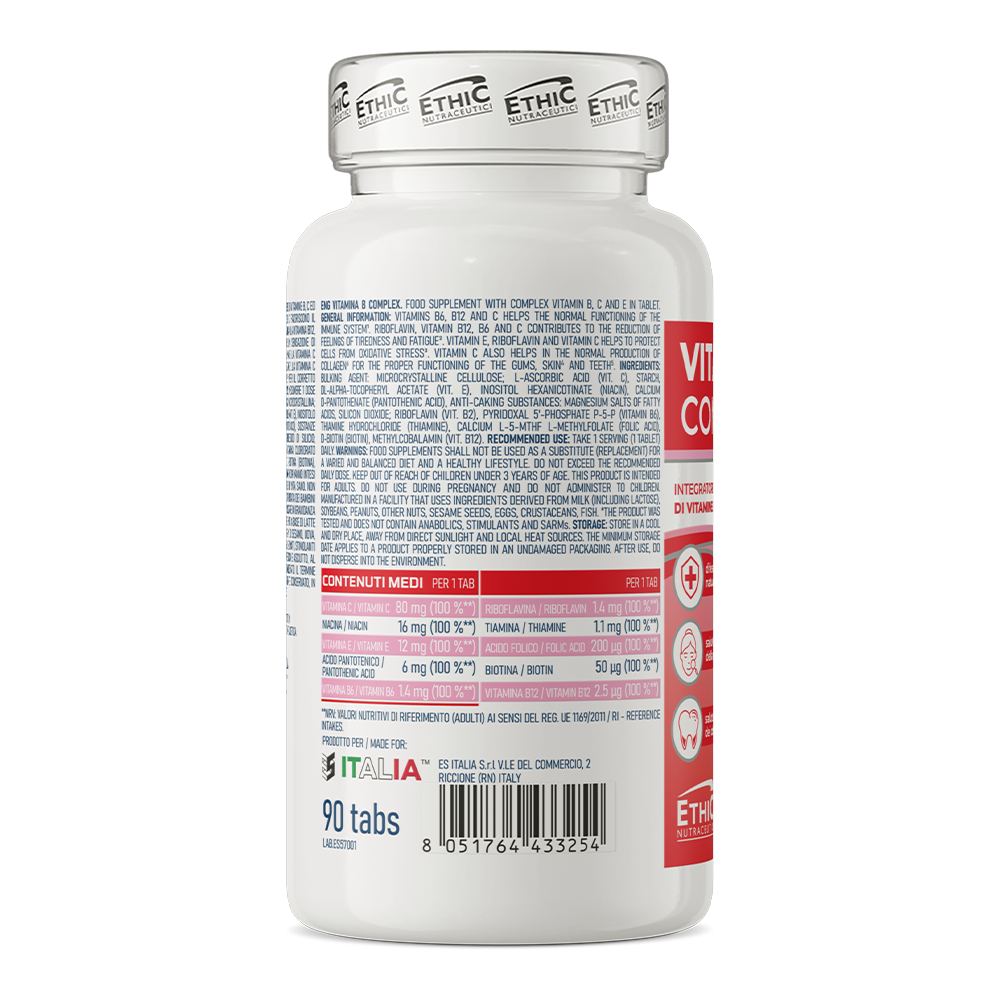 Vitamina B Complex – B‑vitaminen + vitamine C & E, 90 tabletten - Gluten Vrij