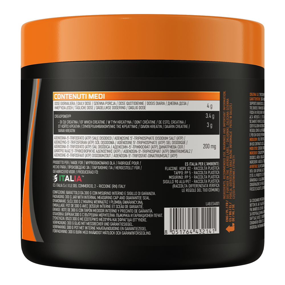 Creatina 5.0 – Crea3Power creatine + ATP, 300 g, Gluten Vrij - groene appel & grapefruit