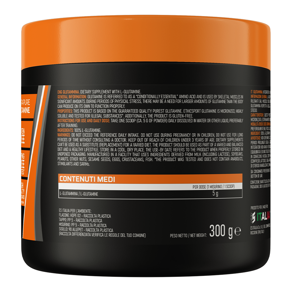 Glutammina L‑Glutamine 300 g, 60 Doseringen - Gluten Vrij