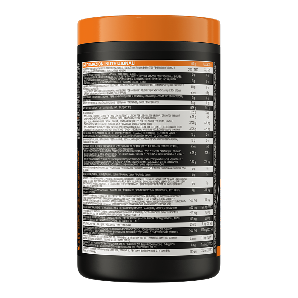Starter 1000 Pre‑Workout Poeder Red Orange, met magnesium, zink & vitamines + cafeïne