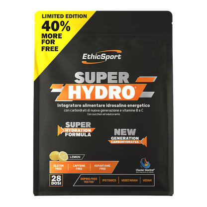 Super Hydro Citroen 700 g, Koolhydraten + Elektrolyten - Cafeïne & Aspartaam, Gluten Vrij
