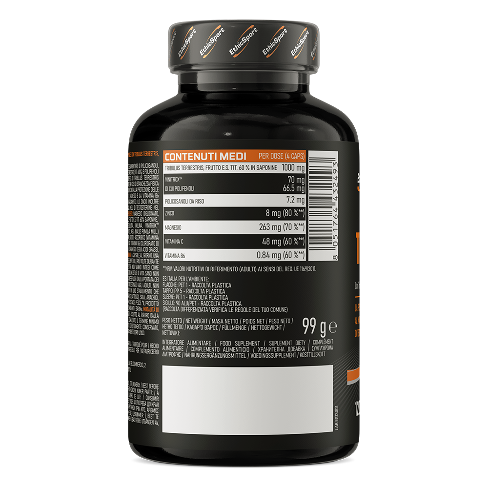 Testogen 120 Capsules, Tribulus 60% Saponinen + Zink & Magnesium - Gluten Vrij