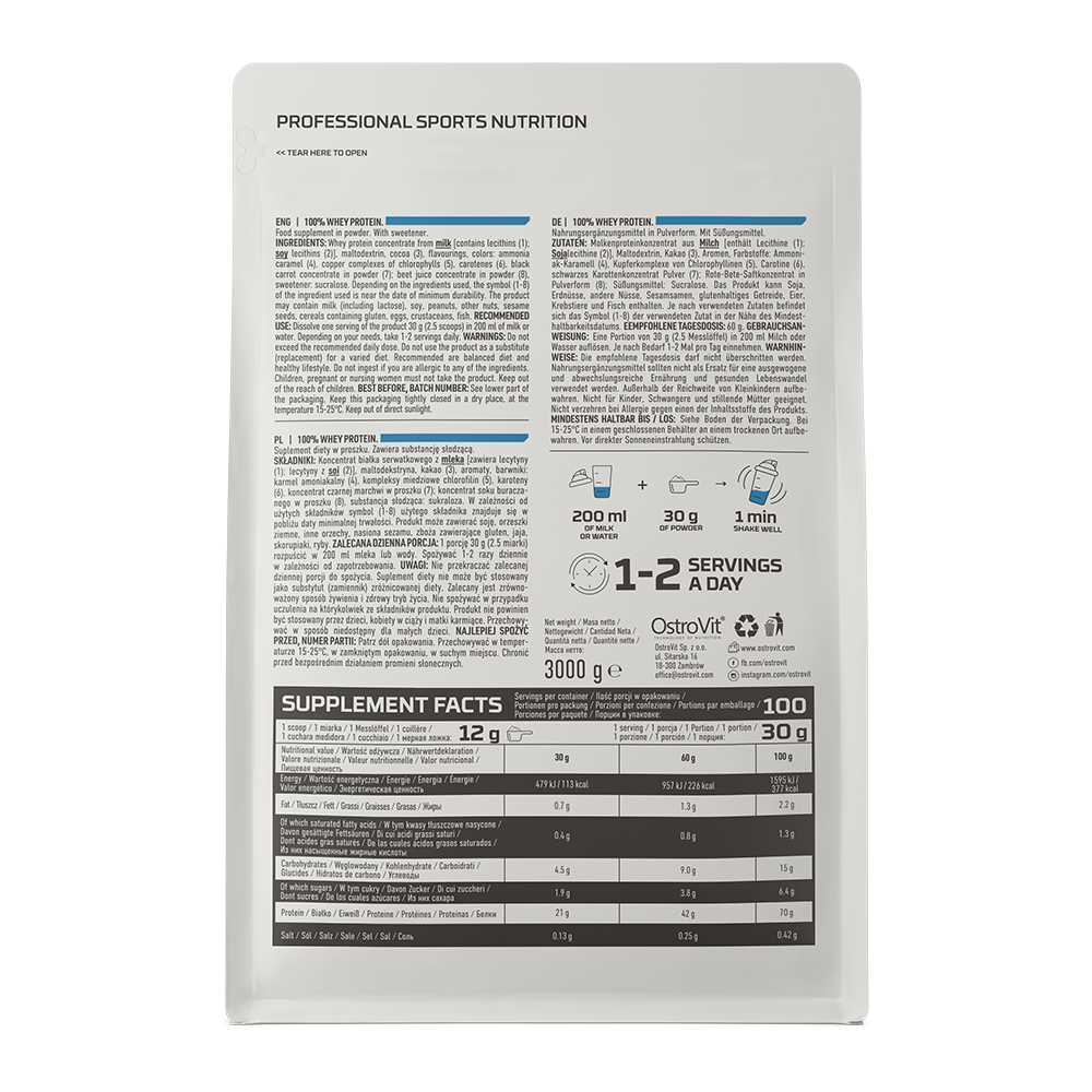 Whey Protein French Vanilla 3 kg, WPC Eiwitpoeder - 100% Whey