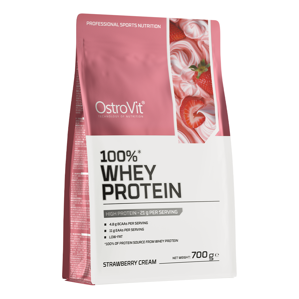 100% Whey Proteïne | 700 g | Romige Aardbeiensmaak 🍓🍦 | OstroVit