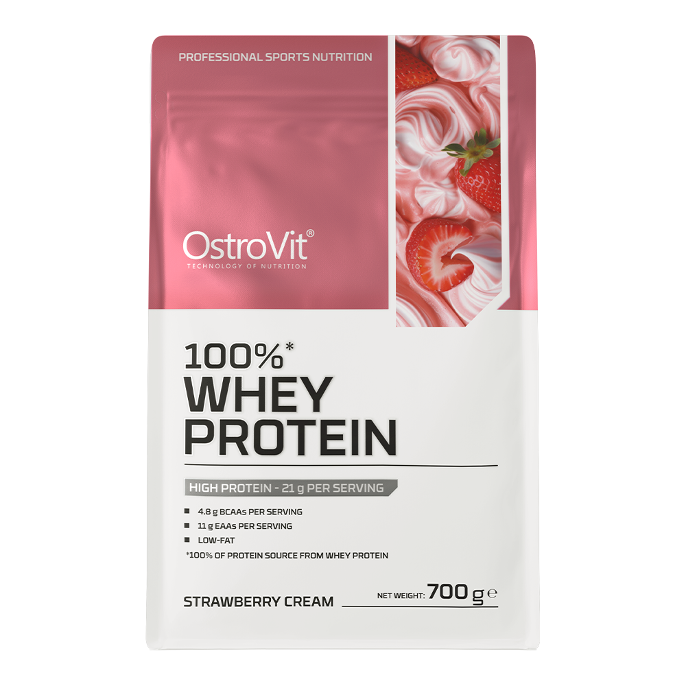 100% Whey Proteïne | 700 g | Romige Aardbeiensmaak 🍓🍦 | OstroVit