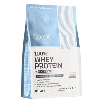 100% Whey Protein + DigeZyme – 700 g Naturel, 23 g eiwit | OstroVit