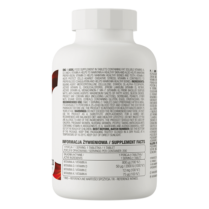 ADEK 200 Tabletten – Vitamine A, D 2000 IU, E & K2 MK-7, 6+ Maanden | OstroVit