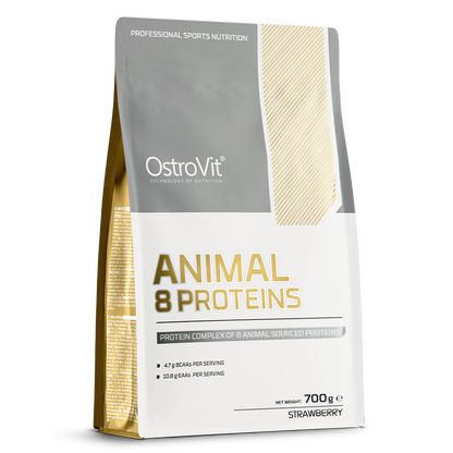 Animal 8 Proteins Aardbei – 700 g, 22 g eiwit per portie | OstroVit