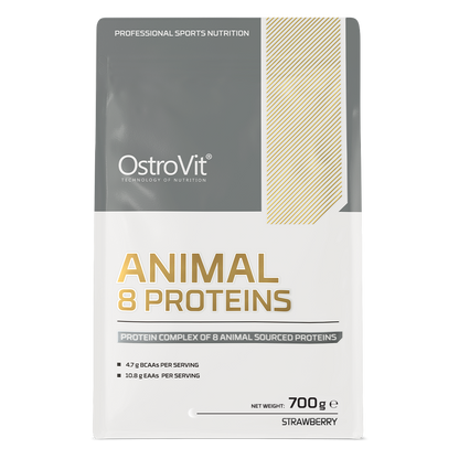 Animal 8 Proteins Aardbei – 700 g, 22 g eiwit per portie | OstroVit