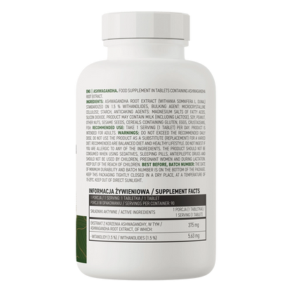 Ashwagandha VEGE – 90 vegan tabletten, 375 mg (1,5% withanoliden) | OstroVit