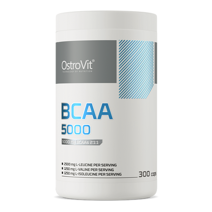 BCAA | L-leucin, L-isoleucin, L-valin | 5000mg | 300 kapsler | OstroVit