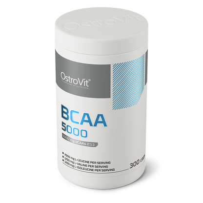 BCAA | L-leucin, L-isoleucin, L-valin | 5000mg | 300 kapsler | OstroVit