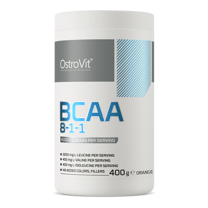 BCAA 8‑1‑1 – 400 g Orange, 5 g per portie | OstroVit