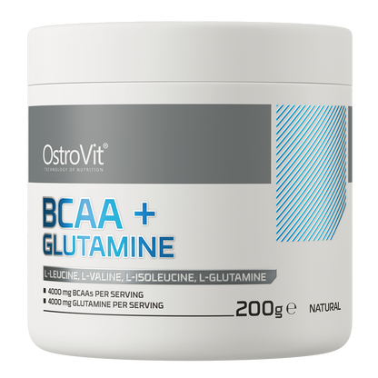 BCAA + Glutamine – 200 g poeder, 2:1:1 + 5 g glutamine | OstroVit