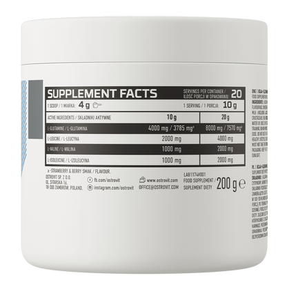 BCAA + Glutamine – 200 g poeder, 2:1:1 + 5 g glutamine | OstroVit