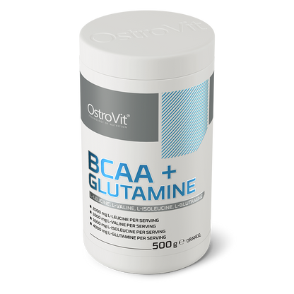 BCAA + Glutamine 500 g Sinaasappel – BCAA 2:1:1 + 4 g glutamine | OstroVit