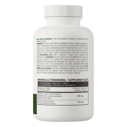 Bacopa Monnieri VEGE – 90 vegan tabletten, 200 mg (50% bacosiden) | OstroVit