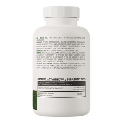 Betain HCl VEGE – 90 veganske kapsler, 650 mg pr. kapsel | OstroVit