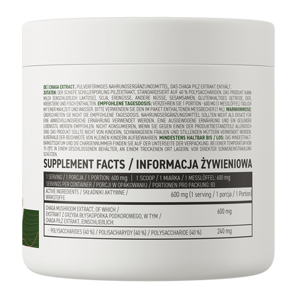 Chaga-ekstrakt – 50 g pulver, 40% polysaccharider, vegansk | OstroVit