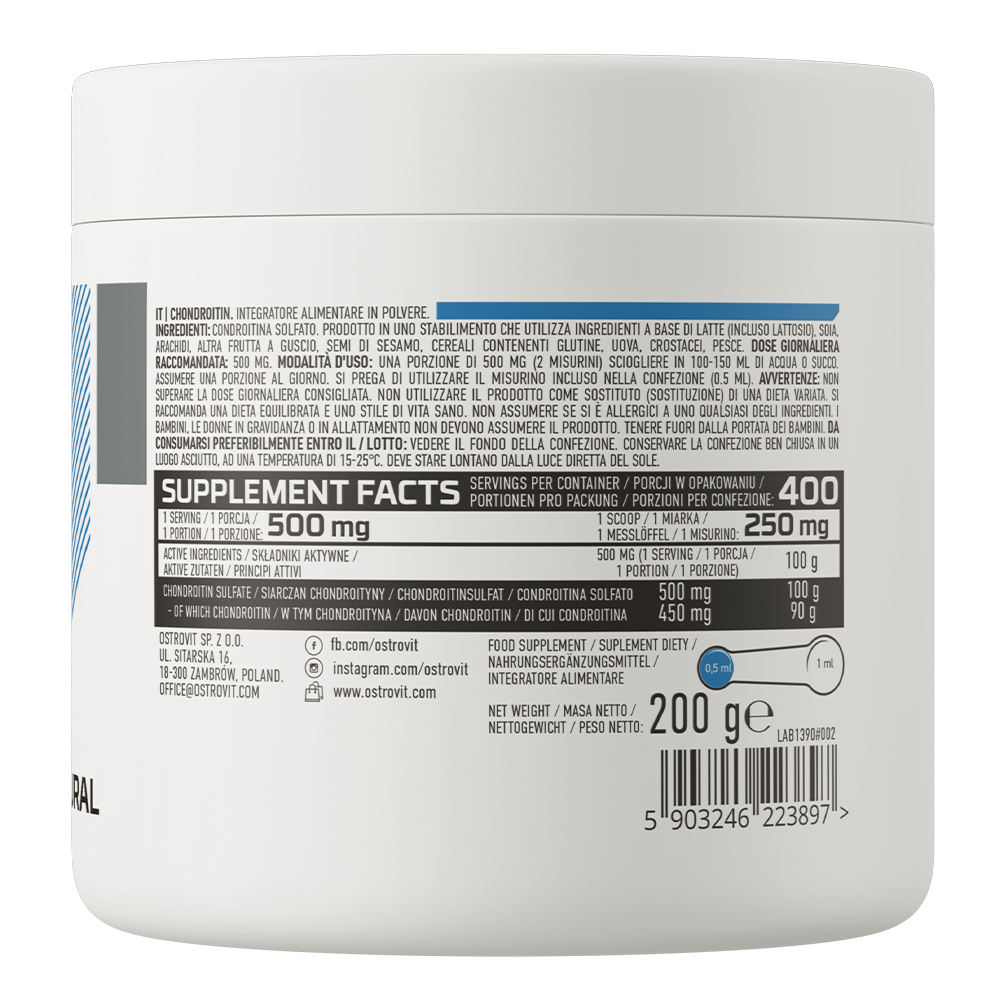 Chondroitin – 200 g poeder, 500 mg per portie (400 porties) | OstroVit