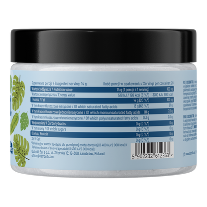 Coconut Oil – 400 g, Geraffineerde kokosolie, Neutrale smaak | OstroVit