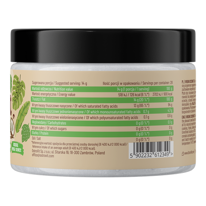 Jomfru kokosolie 400 g – 100% uraffineret kokosolie | OstroVit