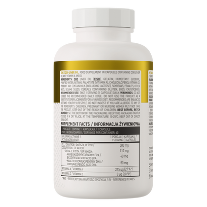 Torskelevertran – 60 softgels, 500 mg torskelevertran + vitamin A og D | OstroVit