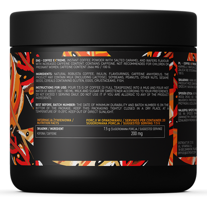 Coffee Extreme 150 g Gezouten Karamel & Wafels – 200 mg Cafeïne per Portie | OstroVit