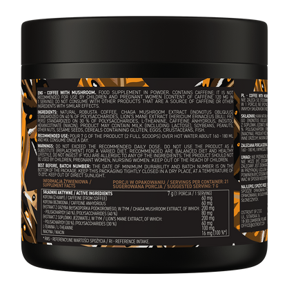 Coffee with Mushrooms – 150 g, 120 mg cafeïne + L‑theanine | OstroVit