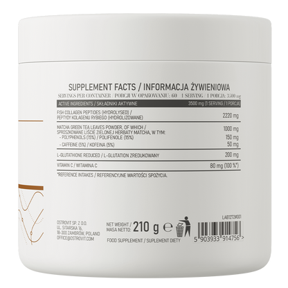 Kollagen + Matcha + L-glutathion + C-vitamin | 210 g | Pulver | Naturlig | OstroVit 