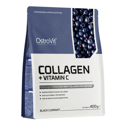 Collagen + Vitamin C – 400 g, Zwarte bes, 8 700 mg collageen | OstroVit