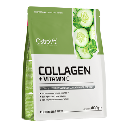 Collagen + Vitamin C – 400 g, Komkommer & munt, 40 porties | OstroVit