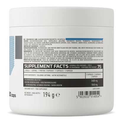 Creatine HCl 2400 mg – 150 Capsules, 75 Porties Creatine-Hydrochloride | OstroVit