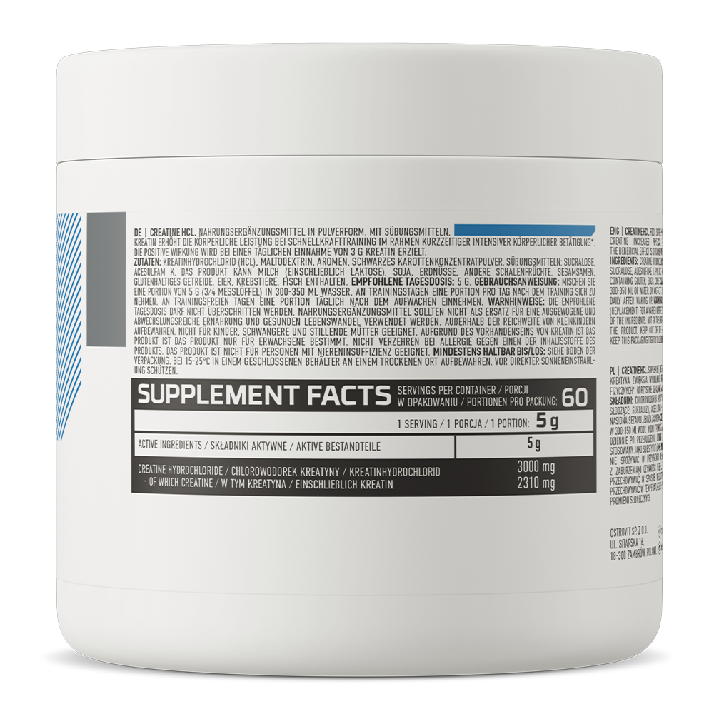 Creatine HCl – 300 g, Zwarte bes & kers, 60 porties | OstroVit