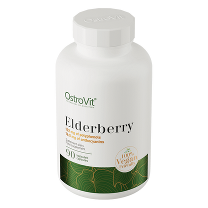 Holunderbeere VEGE – 90 vegane Kapseln, 330 mg Holunderbeerenextrakt (40 % Polyphenole, 5 % Anthocyane) | OstroVit