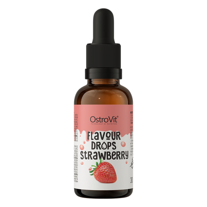 Flavour Drops – 30 ml, Aardbei, Zonder toegevoegde suikers | OstroVit