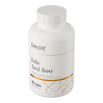 Folic Acid – 90 vegan tabletten, 800 µg foliumzuur | OstroVit