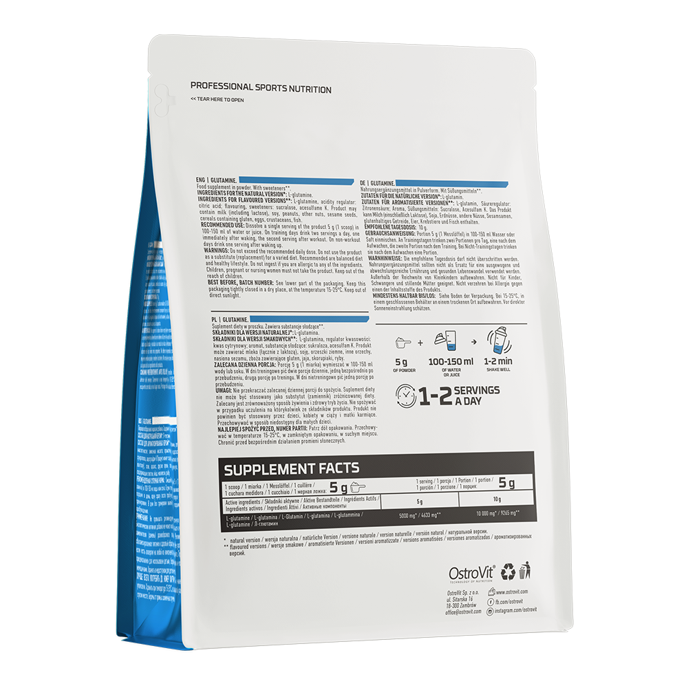 Glutamine – 300 g poeder, 5 g per portie | OstroVit