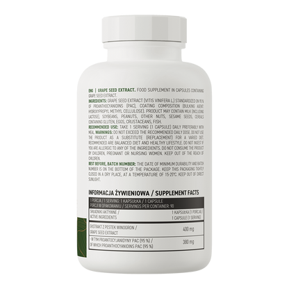 Druefrøekstrakt VEGE – 90 kapsler, 400 mg (95% OPC) pr. kapsel | OstroVit 
